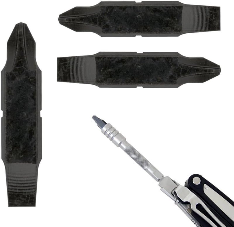 Samorillo [3 Pack] Replacement Two-Sided Screwdriver Bit For Leatherman Multi-Tool - #1-#2 Phillips Head + 3/16 Flat Head - Add Or Replace Your Multitool Screwdriver - Exact Fit For Most Leatherman Multi Tools - Image 1